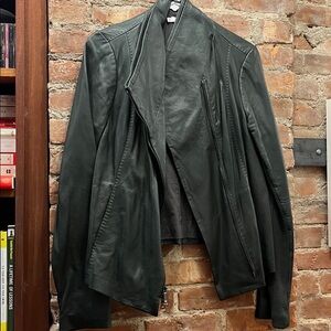 Vince Dark Green Scuba Leather Jacket (XL)